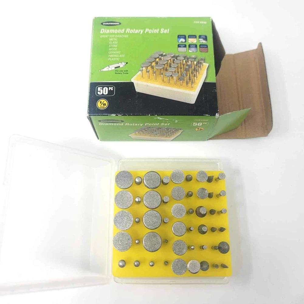 50 Pc Diamond Rotary Point Set - Warrior 1/8 Shank Industrial